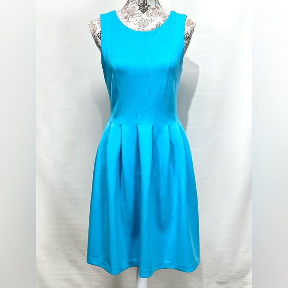CALVIN KLEIN Capri Blue scuba fit and flare dress‎ size 6. - Picture 1 of 12